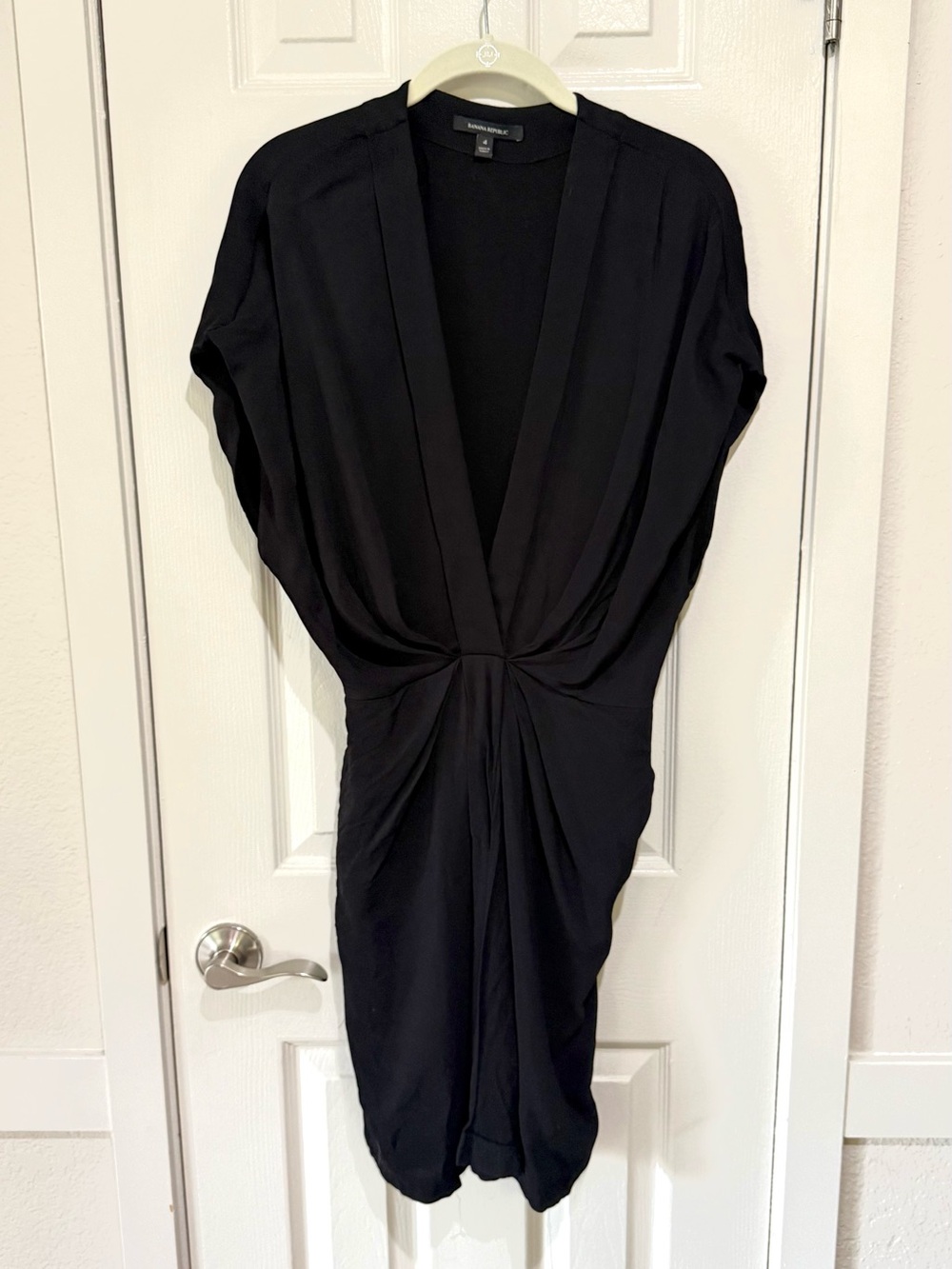 Banana Republic Black Midi Dress with Twist Front